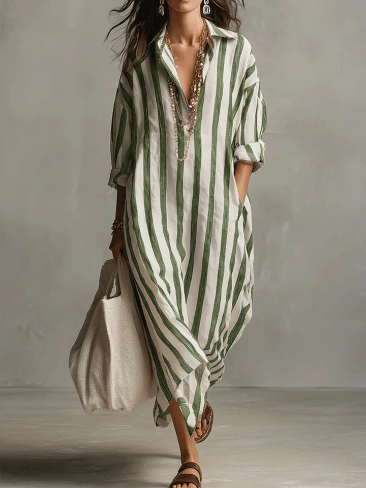 Amaris™ – Striped Linen Shirt Dress