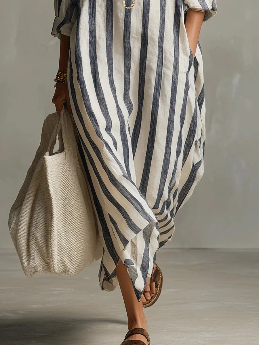 Amaris™ – Striped Linen Shirt Dress