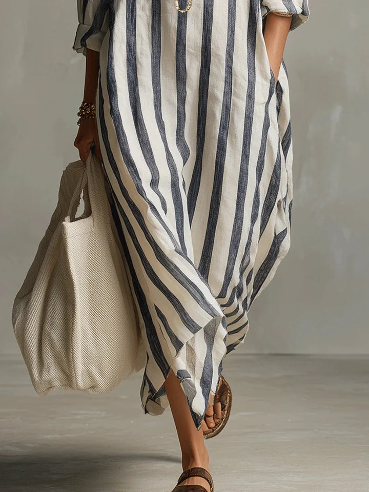 Amaris™ – Striped Linen Shirt Dress
