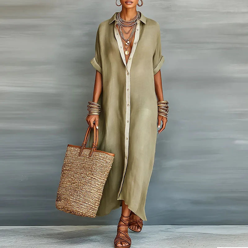 Gemma Linen Long Shirt Sundress