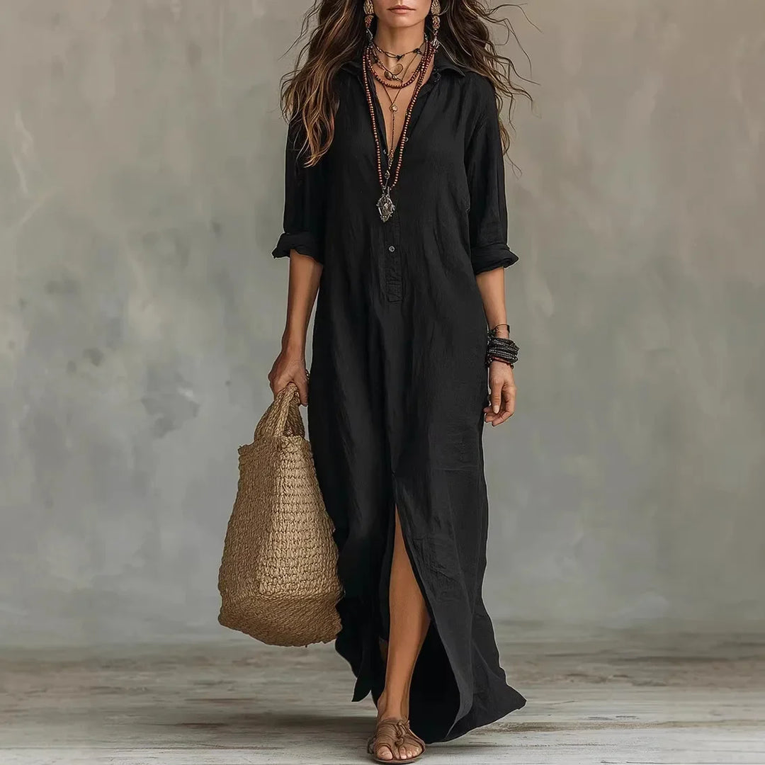 Agnes™ – Effortless Linen Shirt Dress