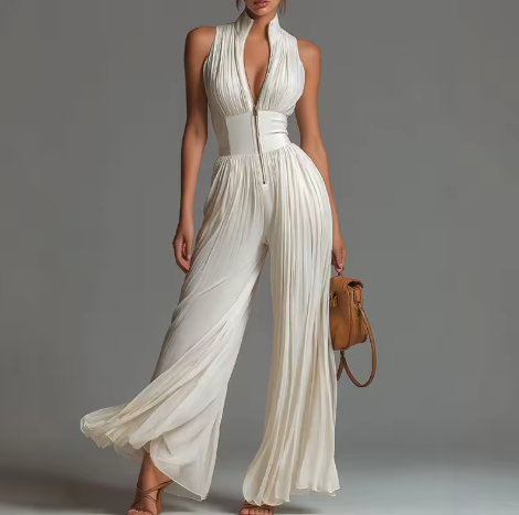 Sienna™ – Pleated Floral Chiffon Jumpsuit