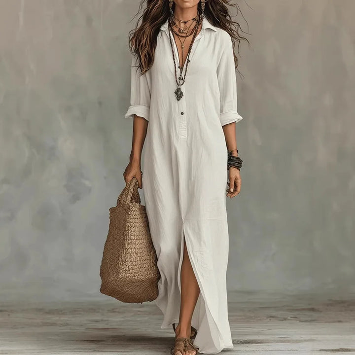 Agnes™ – Effortless Linen Shirt Dress