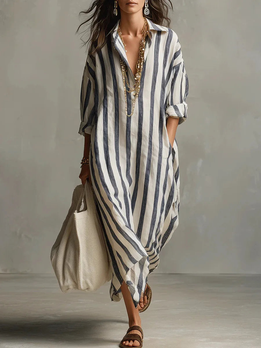 Amaris™ – Striped Linen Shirt Dress