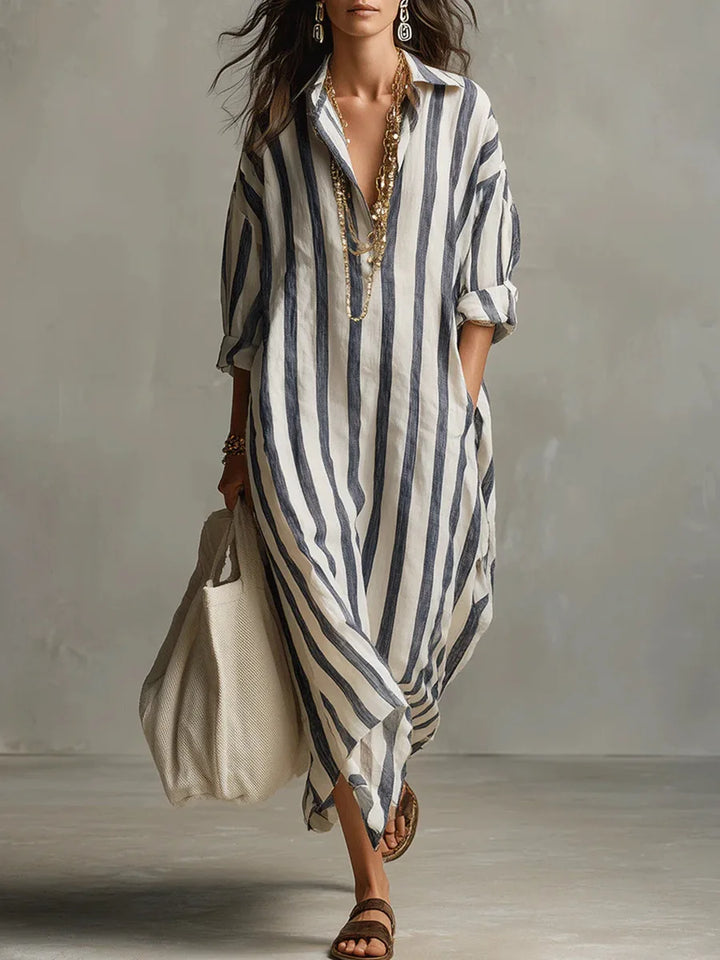 Amaris™ – Striped Linen Shirt Dress