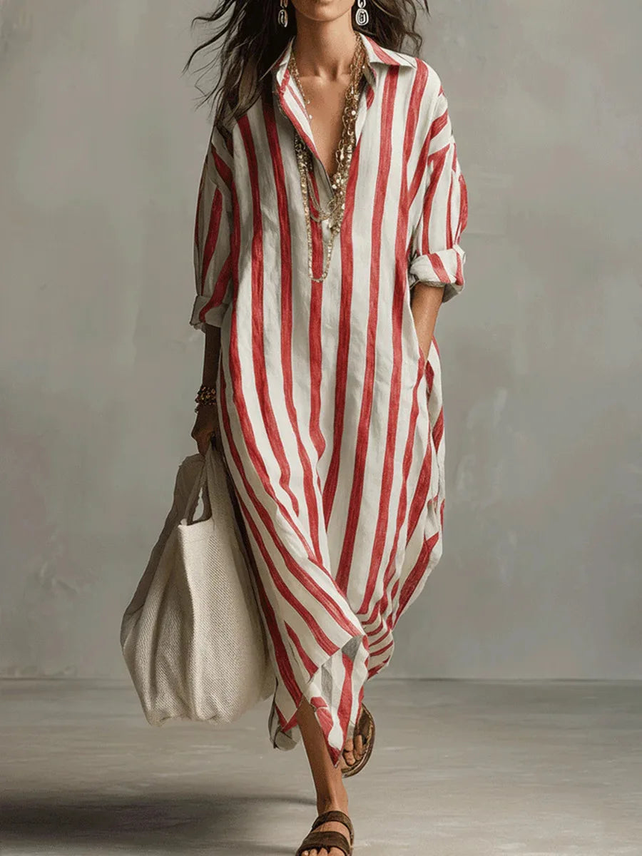 Amaris™ – Striped Linen Shirt Dress