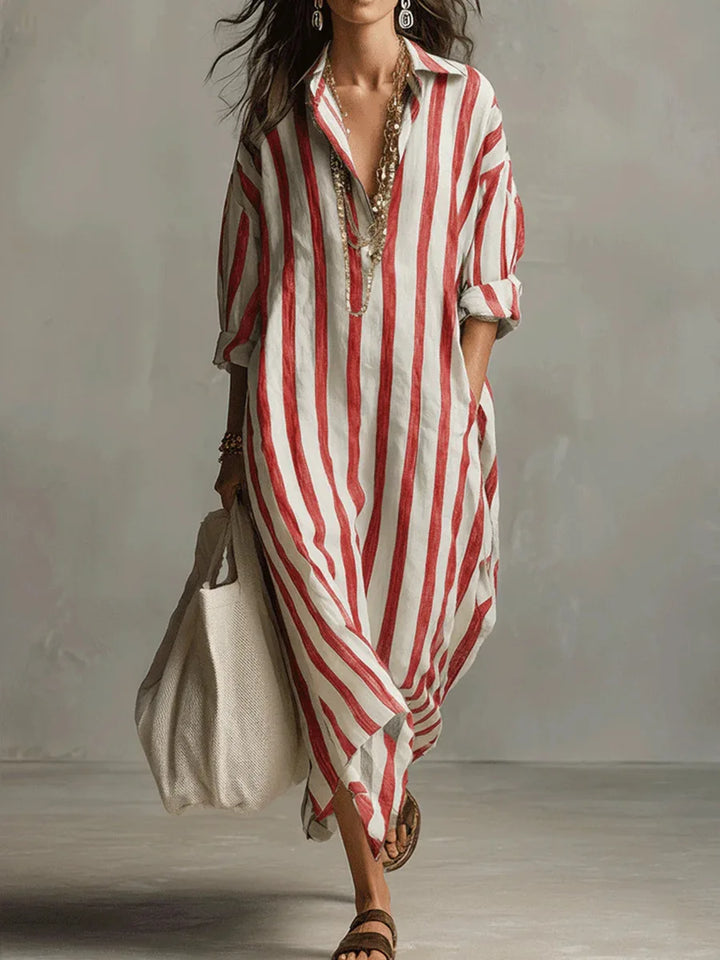 Amaris™ – Striped Linen Shirt Dress
