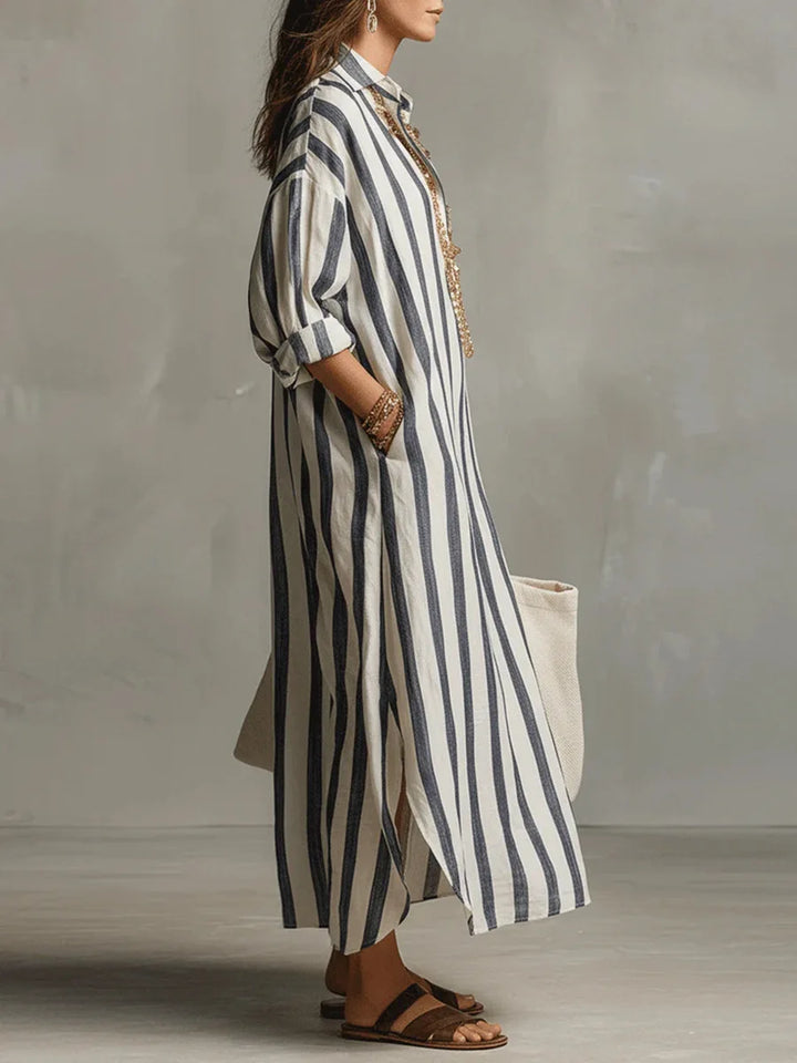 Amaris™ – Striped Linen Shirt Dress