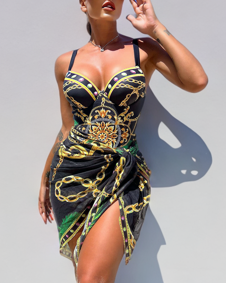Valeria™ | Push-Up One-Piece Swimsuit with Coordinating Beach Skirt