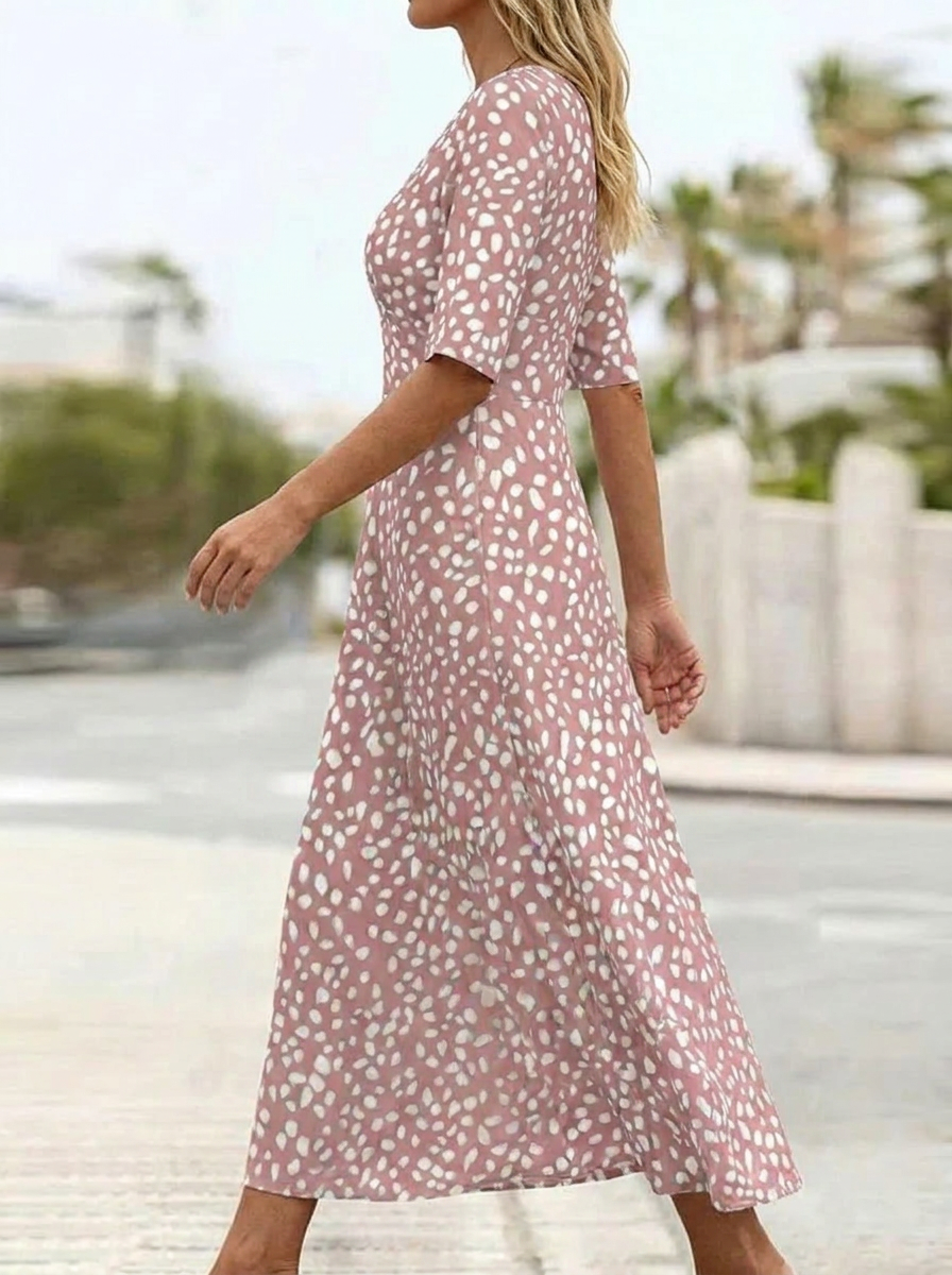 Colette™ – Flattering Polka Dot Midi Dress