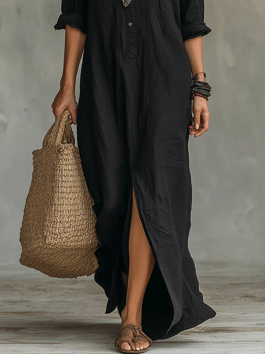 Soline™ – Effortless Button Maxi Dress