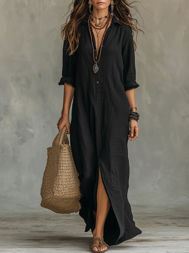 Soline™ – Effortless Button Maxi Dress