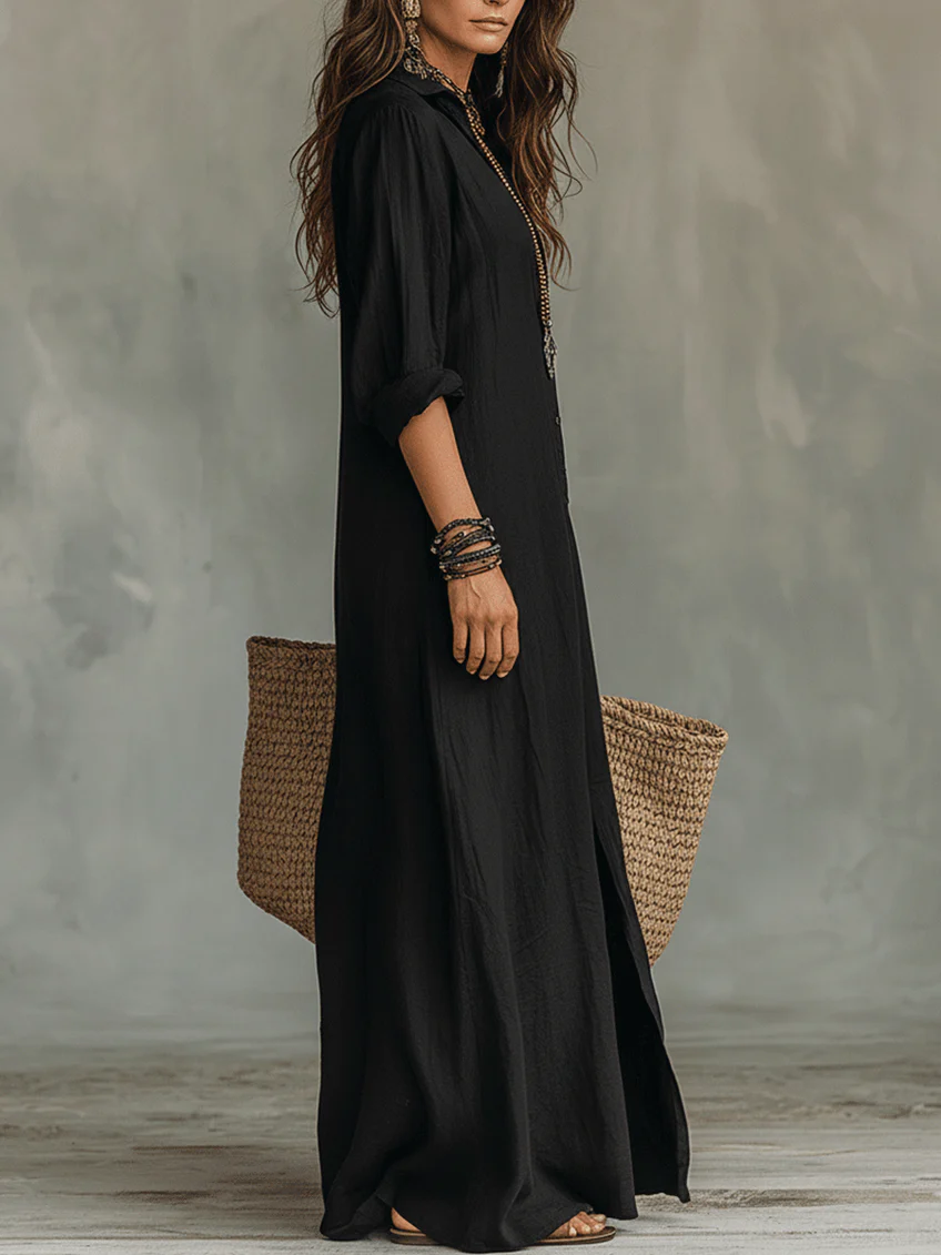 Soline™ – Effortless Button Maxi Dress