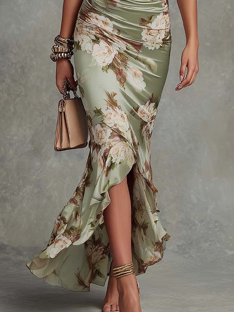 Anna™ – Asymmetrical Satin Maxi Dress