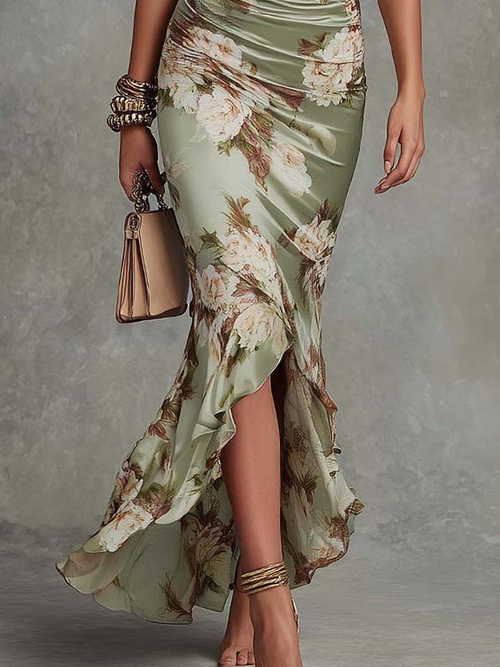 Anna™ – Asymmetrical Satin Maxi Dress