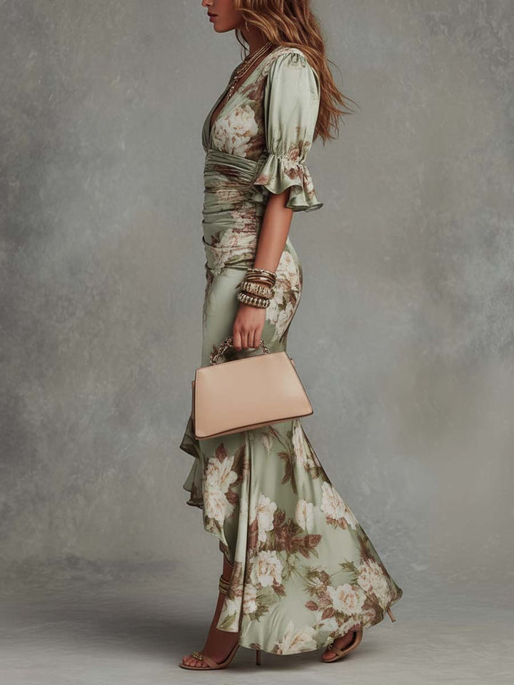 Anna™ – Asymmetrical Satin Maxi Dress