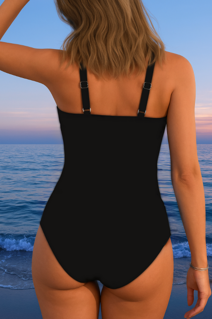 Mercedes™ | Elegant Multicolor Print Swimsuit with Cross Neckline