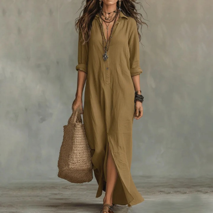 Agnes™ – Effortless Linen Shirt Dress