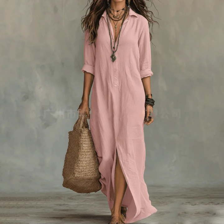 Agnes™ – Effortless Linen Shirt Dress