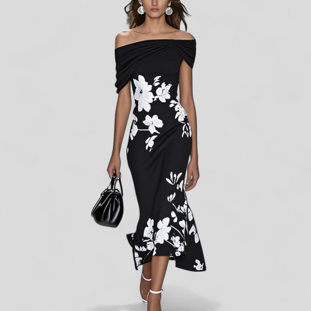 Isabrunel™ – Elegant Off-Shoulder Midi Dress