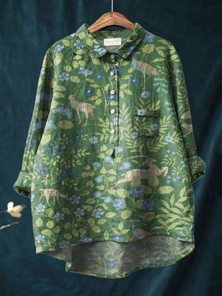 Elena – Printed Linen Shirt