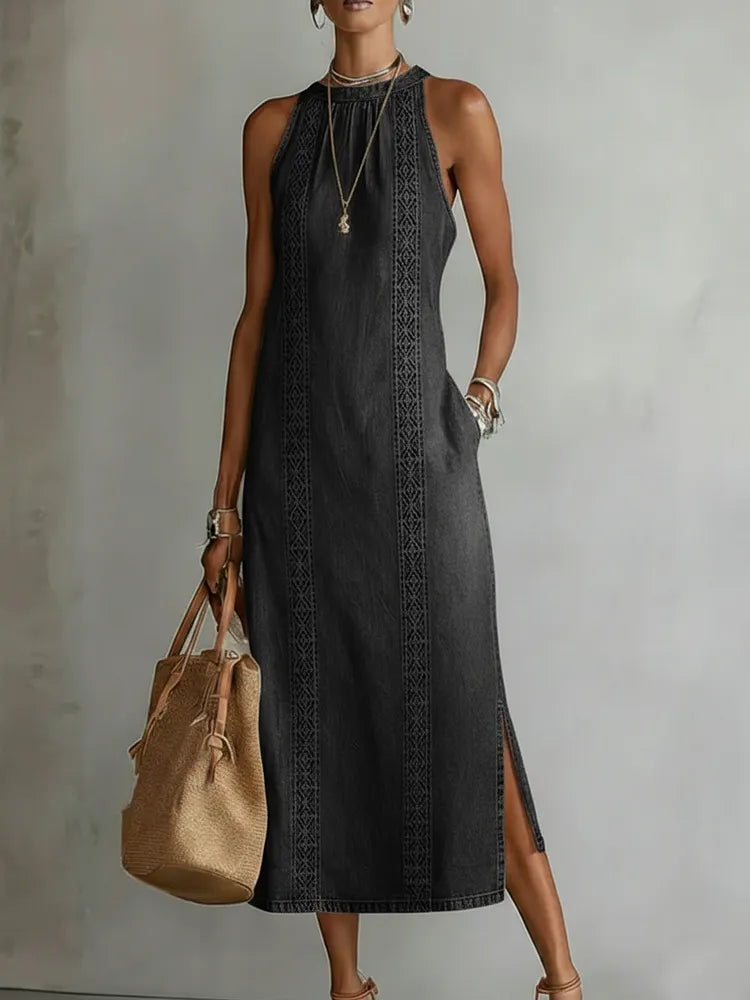 Julia™ | Vintage-Inspired Lace Denim Dress