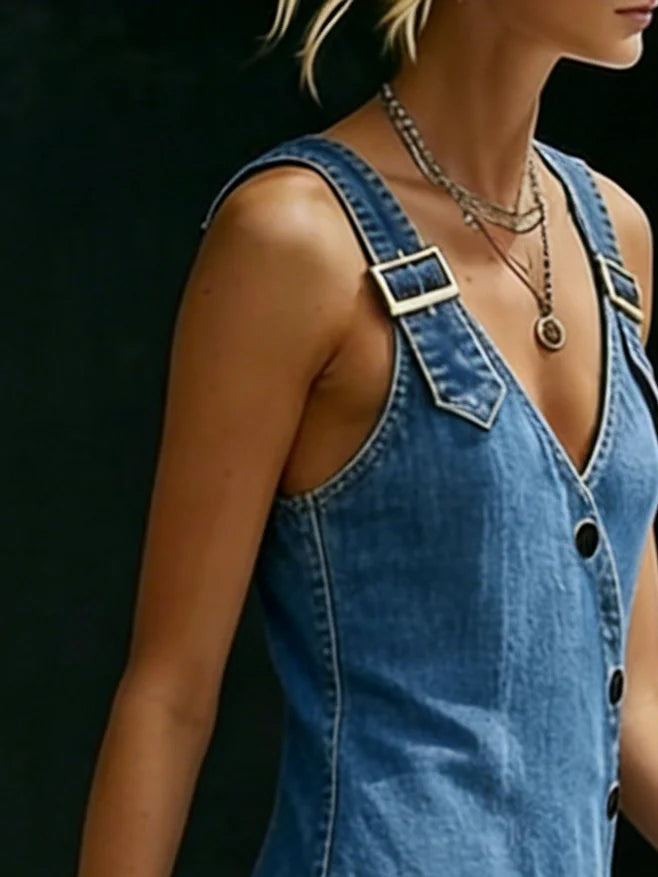 Vera™ | Classic Long Denim Button-Up Dress