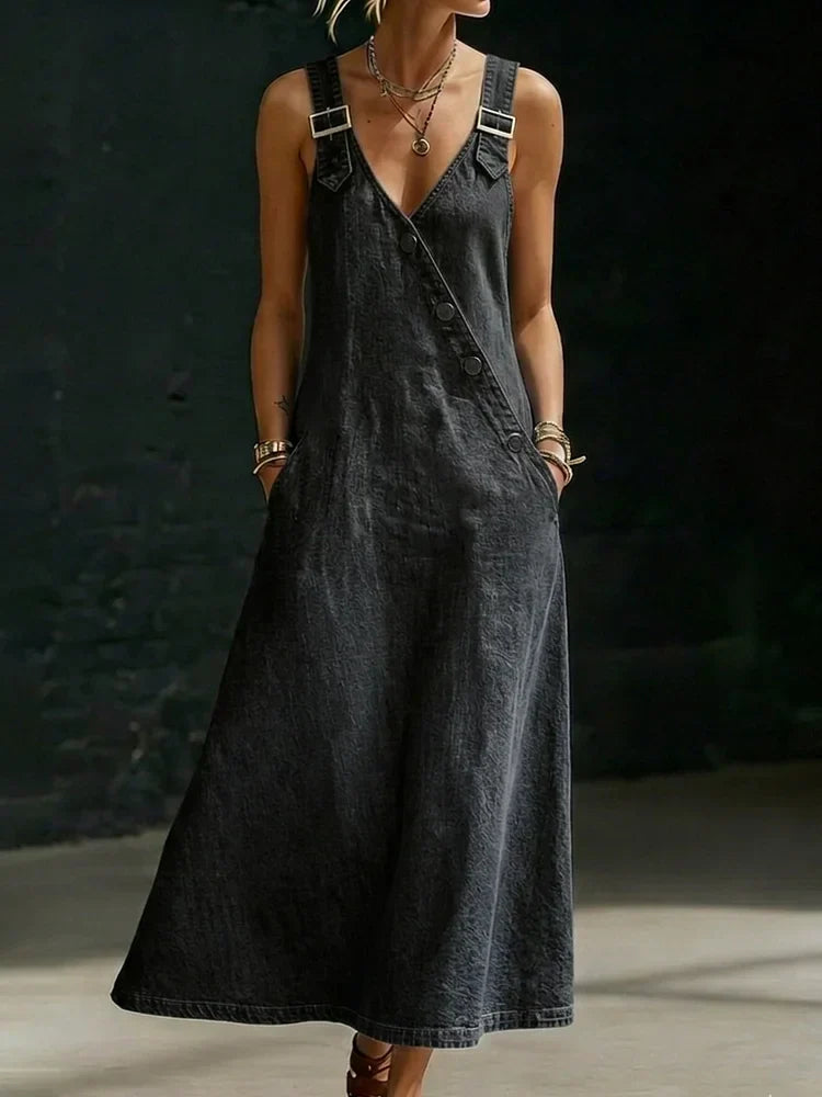 Vera™ | Classic Long Denim Button-Up Dress