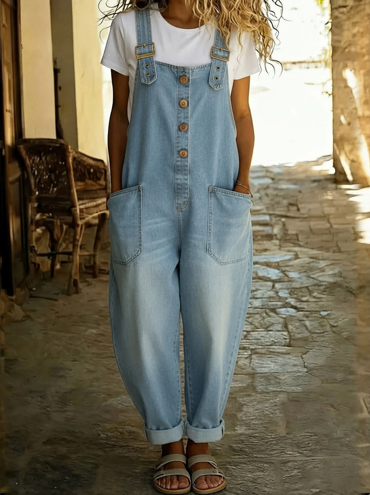Rocio™ – Relaxed Denim Jumpsuit with Adjustable Fit