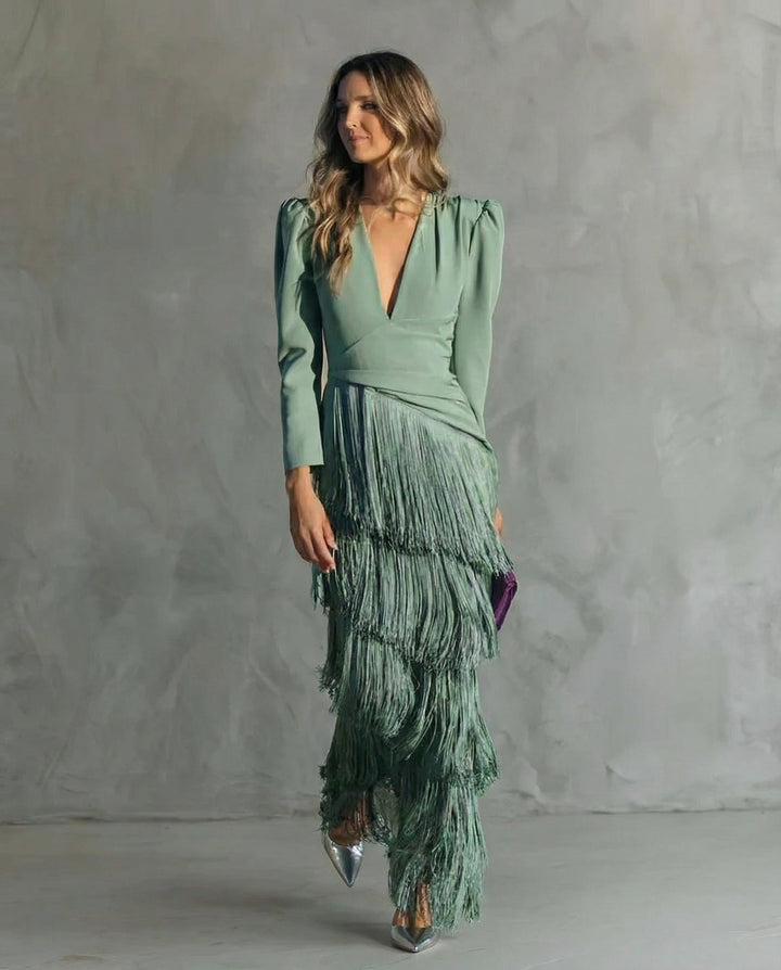 Seraphina™ – Chic Fringe Midi Dress