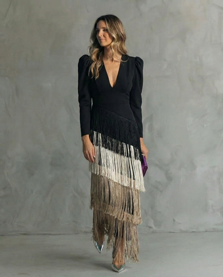 Seraphina™ – Chic Fringe Midi Dress