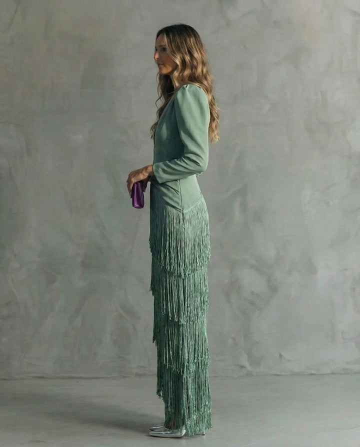 Seraphina™ – Chic Fringe Midi Dress