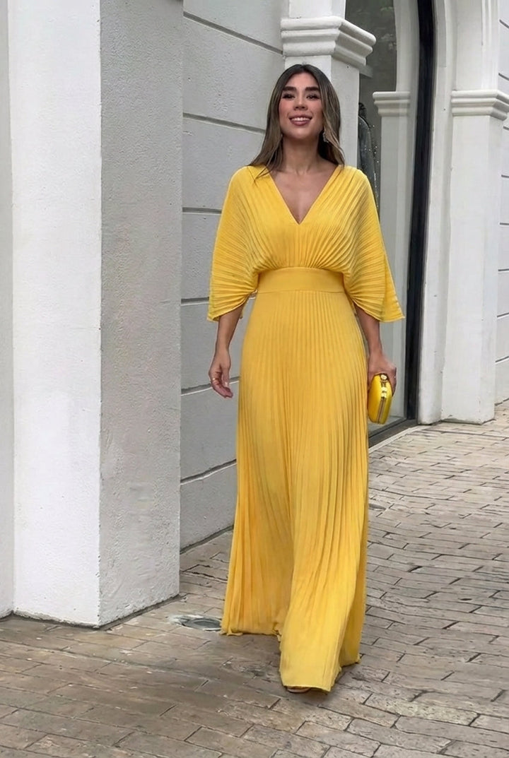 Camille™ – Elegant Pleated Maxi Dress