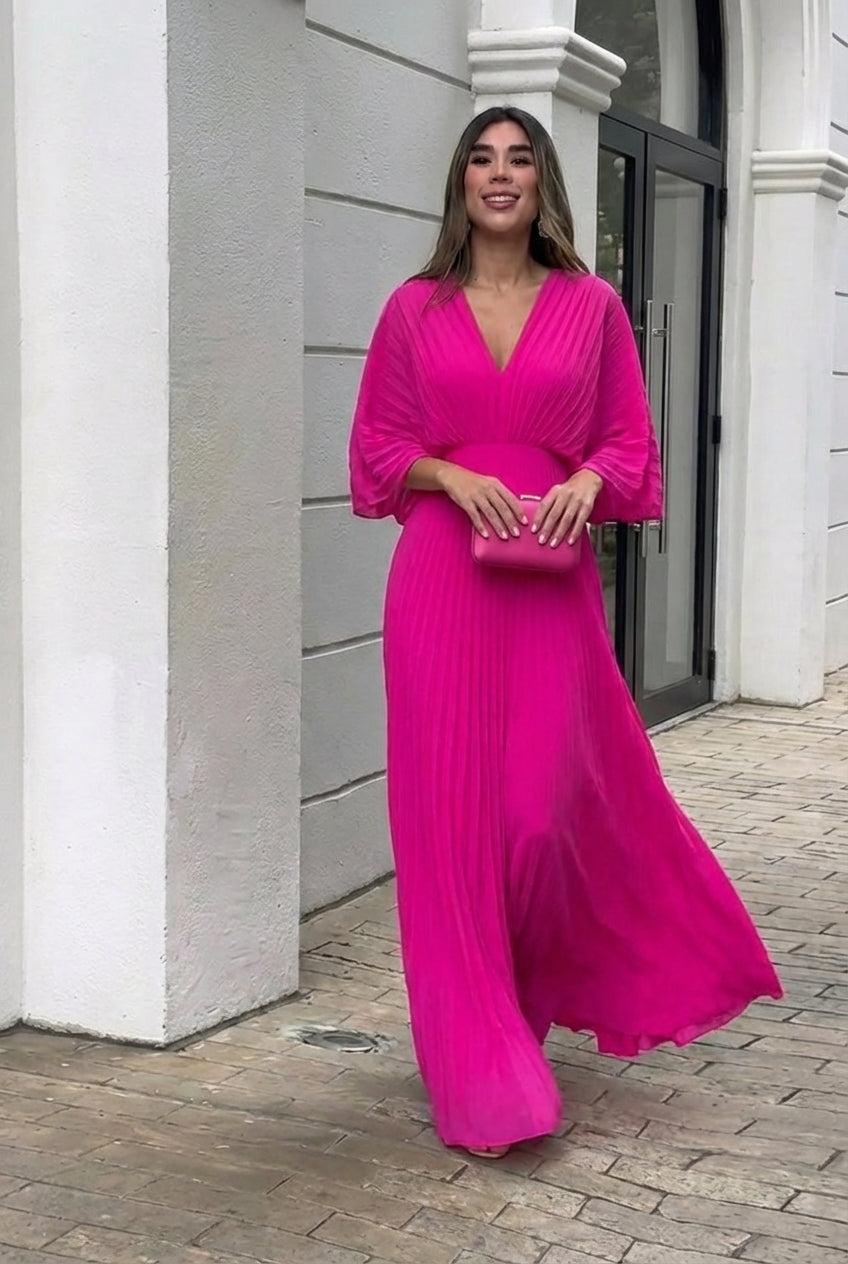 Camille™ – Elegant Pleated Maxi Dress