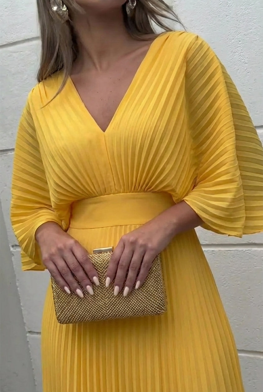 Camille™ – Elegant Pleated Maxi Dress