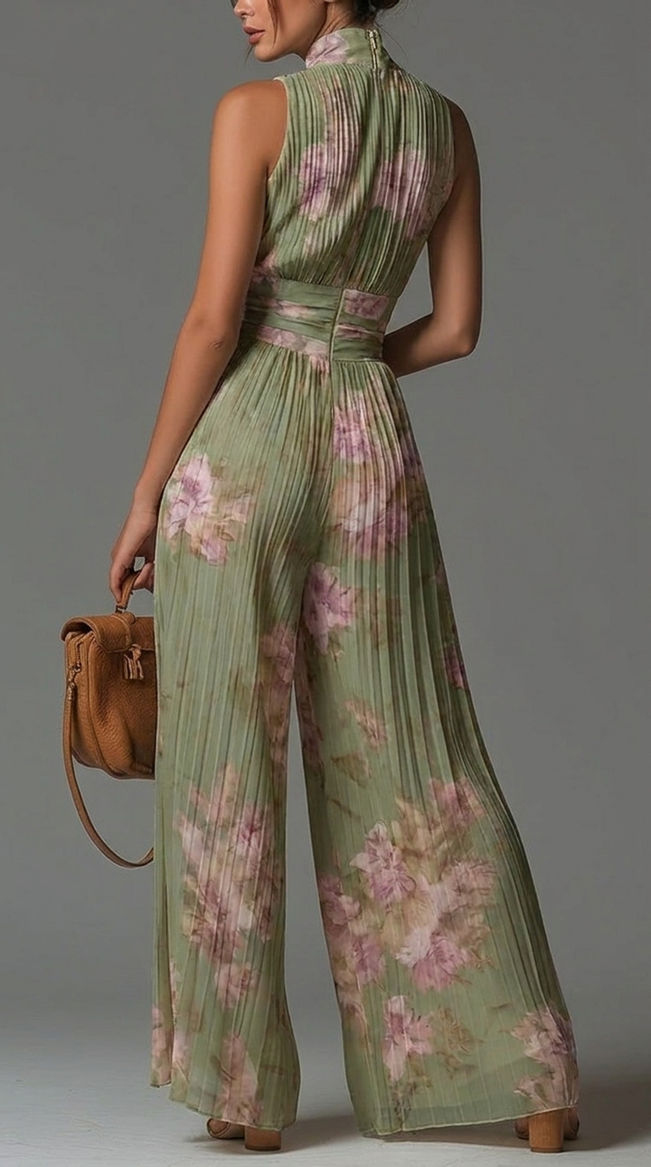 Sienna™ – Pleated Floral Chiffon Jumpsuit