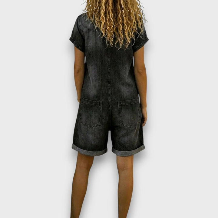 Joan™ | Short Denim-Look Cotton Overalls