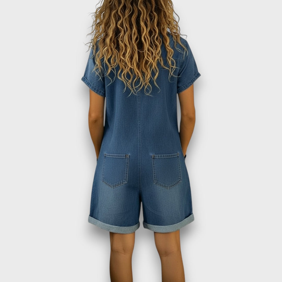 Joan™ | Short Denim-Look Cotton Overalls