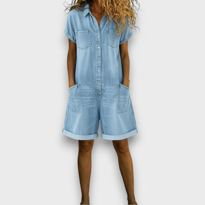 Joan™ | Short Denim-Look Cotton Overalls