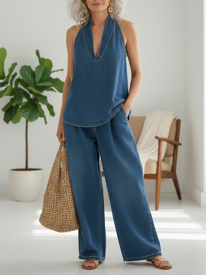 Ivy™ | Retro Denim Two-Piece Ensemble