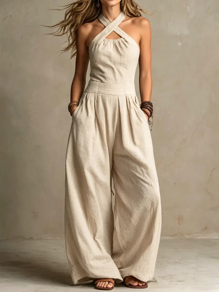 Vivienne™ – Elegant Wide-Leg Halter Jumpsuit