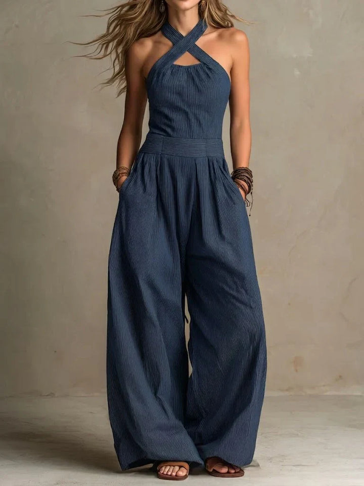Vivienne™ – Elegant Wide-Leg Halter Jumpsuit