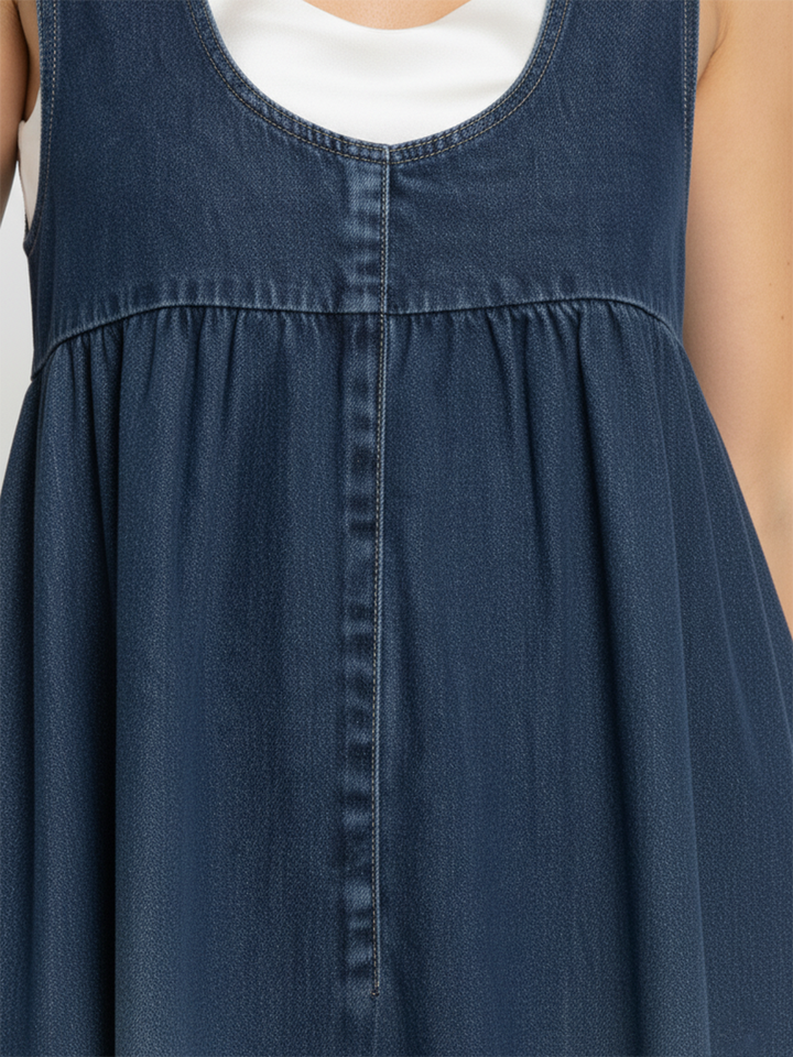 Karen™ | Retro-Inspired Washed Denim Maxi Dress