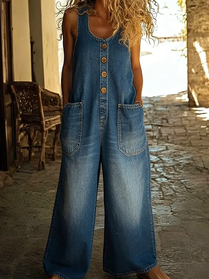 Ruth™ | Retro Washed Cotton Denim Overalls