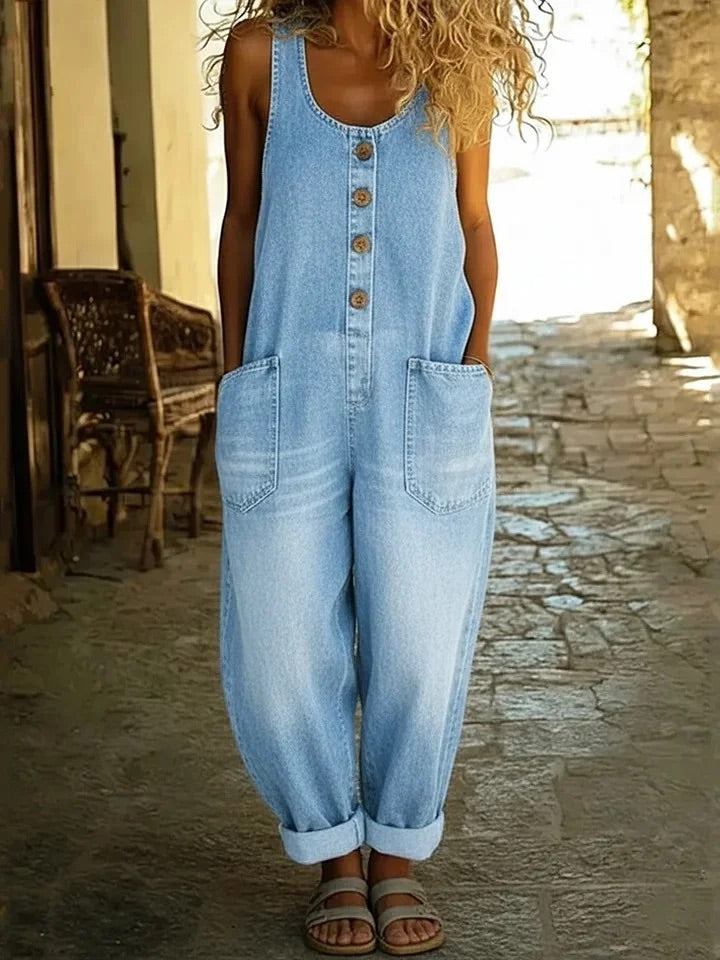 Ruth™ | Retro Washed Cotton Denim Overalls