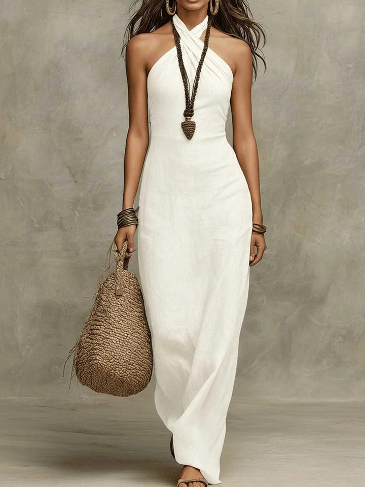 Corrie™ – Cross-Neck Chiffon Maxi Dress