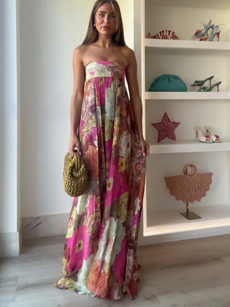 Rosalie™ – Strapless Floral Maxi Dress