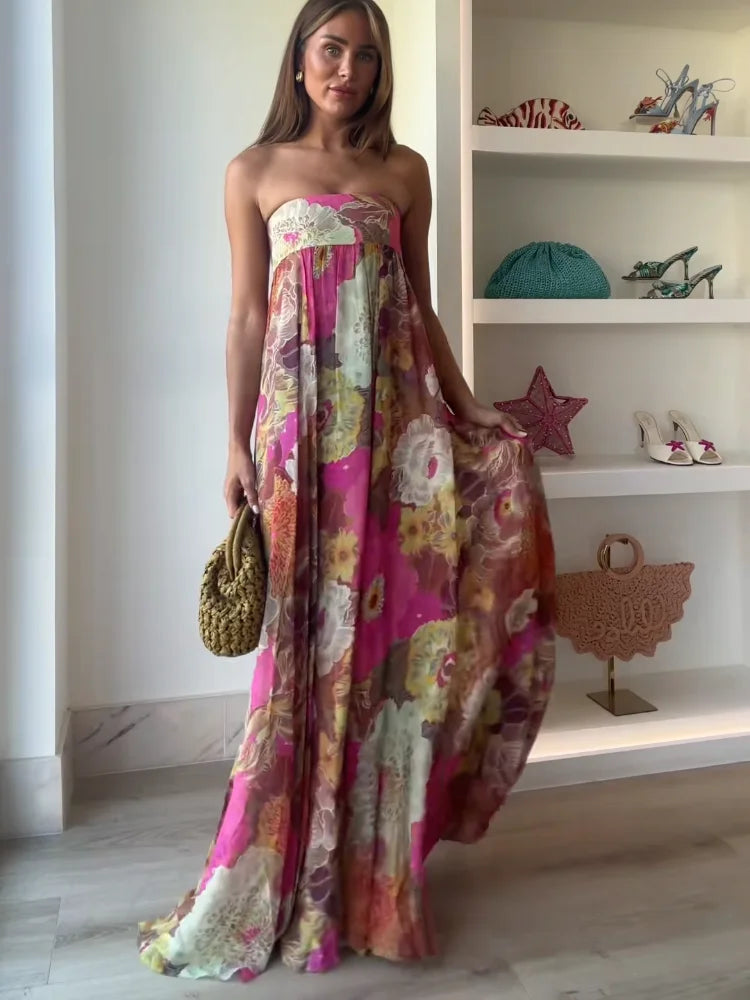 Rosalie™ – Strapless Floral Maxi Dress