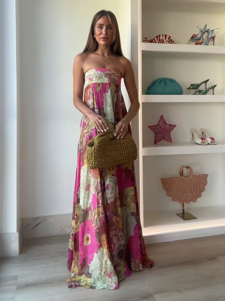 Rosalie™ – Strapless Floral Maxi Dress