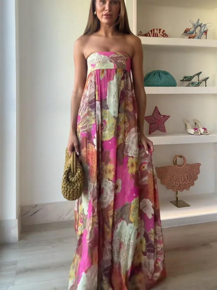 Rosalie™ – Strapless Floral Maxi Dress